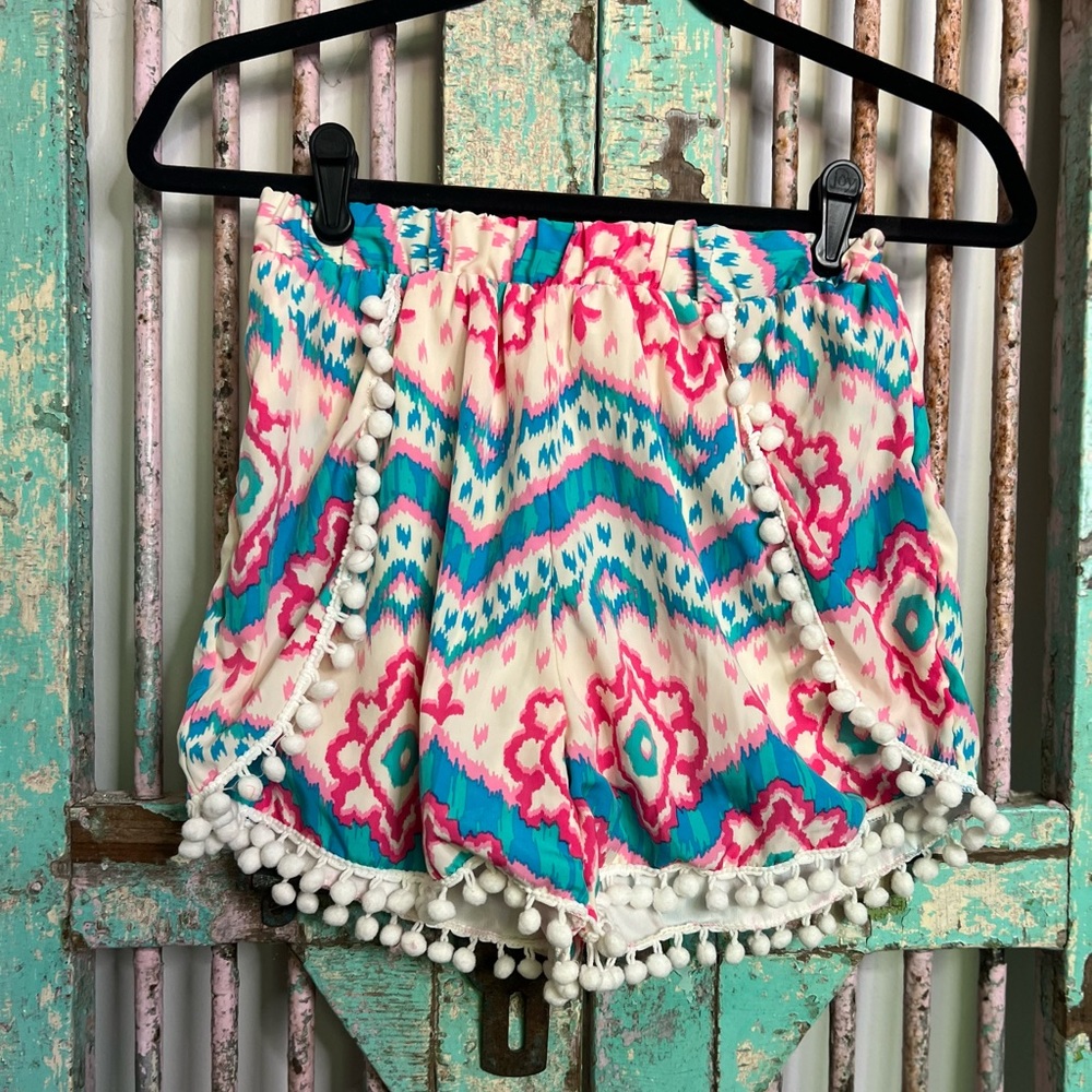 Printed Pom Pom Shorts